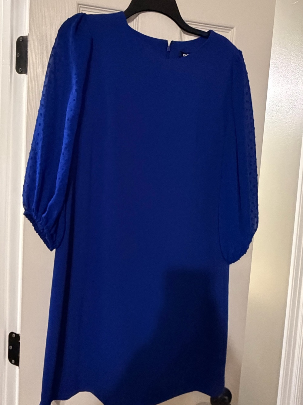 DKNY Cobalt Blue Puff-Sleeve Mini Dress